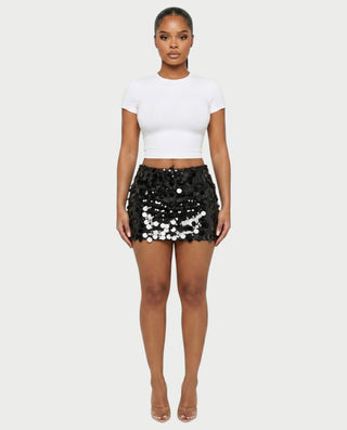 MARIMA Sequin Disc Embellished Mini Skirt