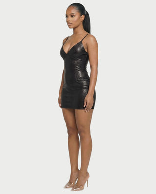 ZIREL Croc-Embossed Bodycon Mini Dress