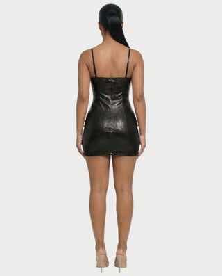 ZIREL Croc-Embossed Bodycon Mini Dress
