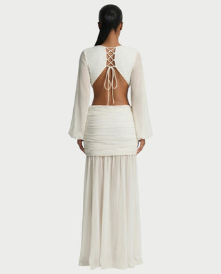 Vestido midi con flecos y escote pronunciado de LIRRA