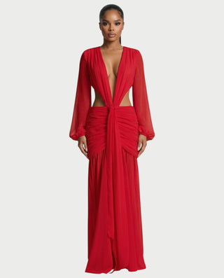 Vestido midi con flecos y escote pronunciado de LIRRA