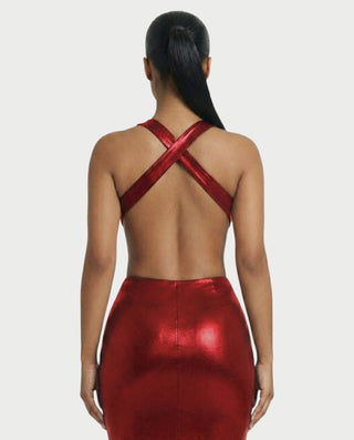 Vestido midi con flecos y escote pronunciado de LIRRA