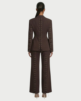XAVIA Lace-Up Back Blazer & Trouser Set