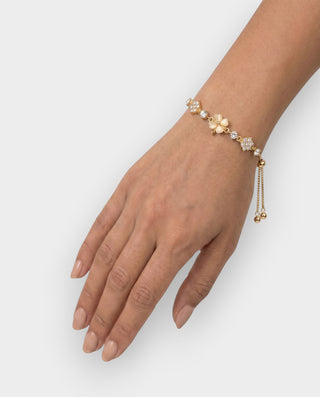 Crystal Floral Charm Adjustable Bracelet