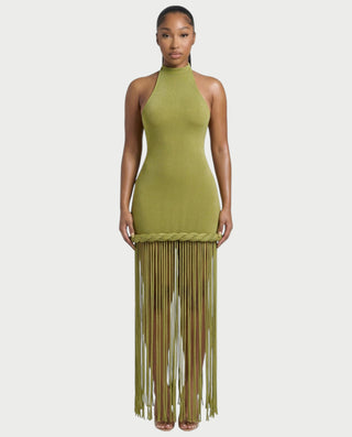NIARA Braided Hem Bodycon Maxi Dress