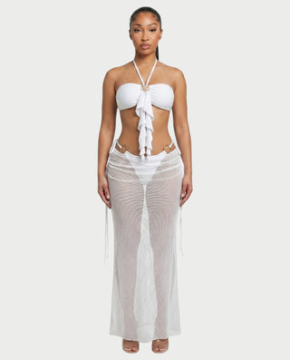 GANIYA Bandeau Bikini Top & Maxi Skirt Three-Piece Set