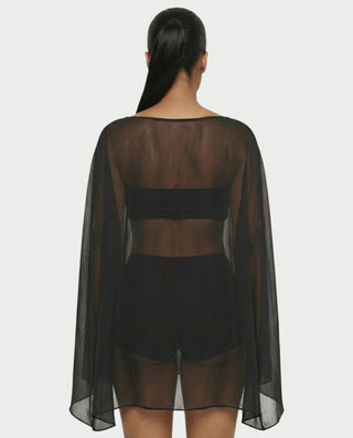 ALMIRA Sheer Mesh Blouse Cover-Up Top