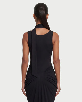 ZYRINA Long Neck Scarf Ruched Bodycon Maxi Dress
