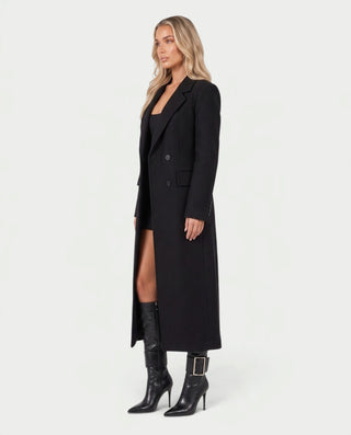 ANVINA Double-Breasted Notched Lapel Longline Trench Coat