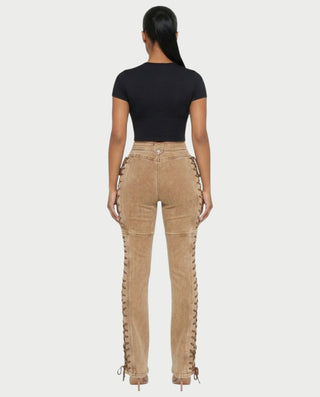 MAEVA Lace-Up Side Detail High-Waist Straight-Leg Pants