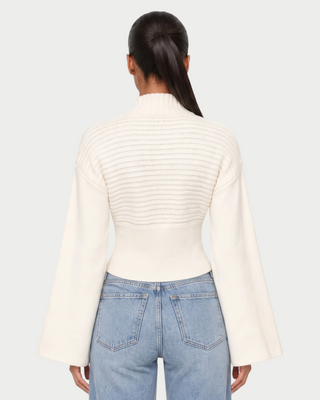 VINTA Single-Button Ribbed Long-Sleeve Cardigan