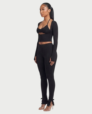 ROMILLY Three-Piece Cutout Long-Sleeve Crop Top