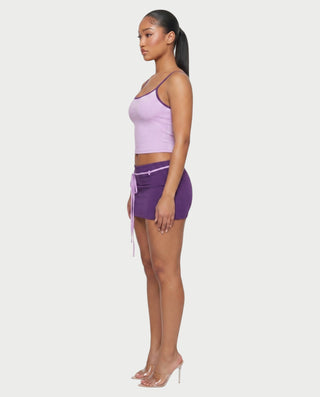 ZELINA Contrast Trim Cami Top & Mini Skirt Set