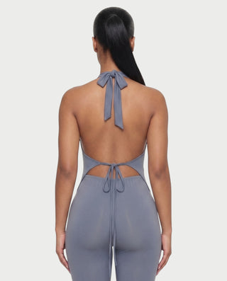 CORALINE Draped Cowl Halter Top & Capri Pants Set