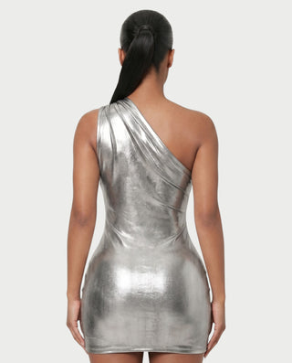 OPAL One-Shoulder Metallic Mini Dress