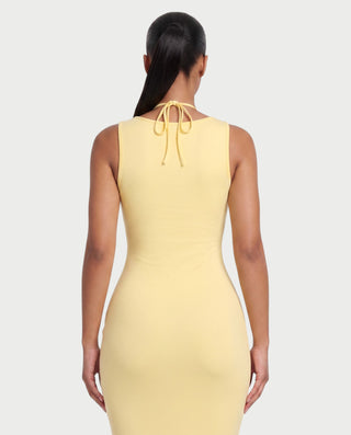 MANON Lace-Trim Scoop Neck Bodycon Midi Dress