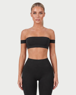KAYLEE Off-Shoulder Bandeau Top & Capri Leggings Set