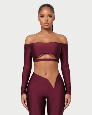 BERLINA Off-Shoulder Crop Top & V-Waist Leggings Set