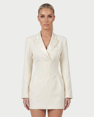 ALEYNA Corset Waist Long Sleeve Blazer Mini Dress