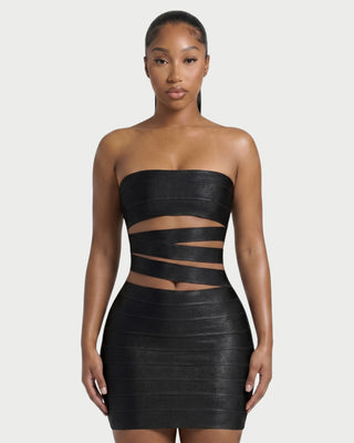 MOVA Strapless Cutout Bandage Mini Dress