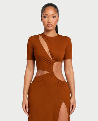 NORMINA Cutout High-Slit Bodycon Maxi Dress