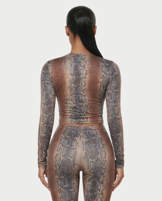 MONET Snake Print Top & Flare Pants Set
