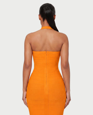 NIROBI Square Neck Halter Bandage Midi Dress