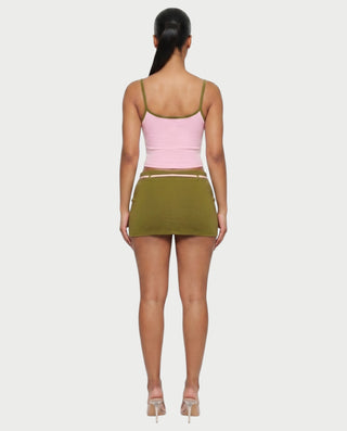 ZELINA Contrast Trim Cami Top & Mini Skirt Set