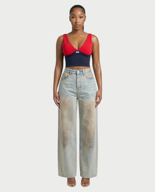 SALIE Deep V-Neck Sleeveless Crop Top