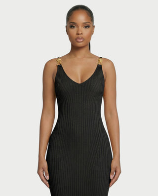 Vestido midi con flecos y escote pronunciado de LIRRA