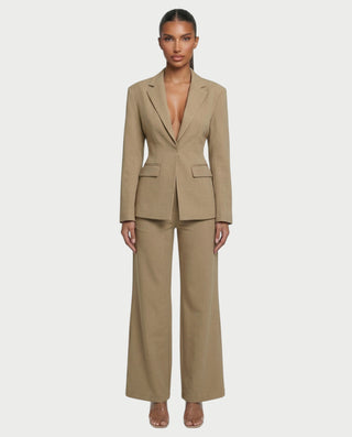 XAVIA Lace-Up Back Blazer & Trouser Set