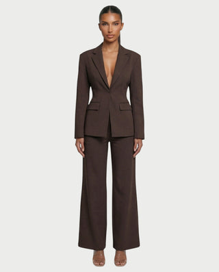 XAVIA Lace-Up Back Blazer & Trouser Set