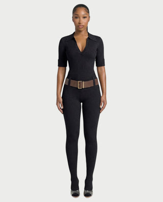 KIERA Ribbed Knit Bodysuit & Legging Set