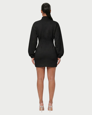 Vestido jersey con cuello alto y cremallera delantera de RINNA