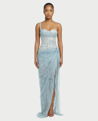 Vestido midi con flecos y escote pronunciado de LIRRA
