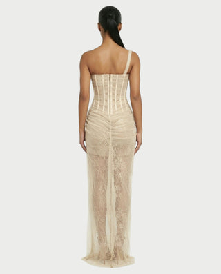 Vestido midi con flecos y escote pronunciado de LIRRA