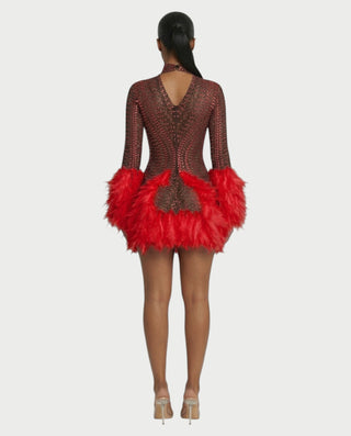 Vestido midi con flecos y escote pronunciado de LIRRA