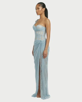 Vestido midi con flecos y escote pronunciado de LIRRA