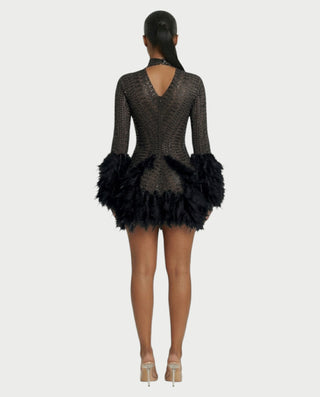Vestido midi con flecos y escote pronunciado de LIRRA
