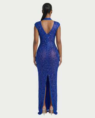 MORIA Crystal High-Neck Bodycon Maxi Dress Celestia MORIA Crystal High-Neck Bodycon Maxi Dress Celestia