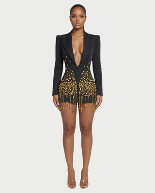 Vestido midi con flecos y escote pronunciado de LIRRA