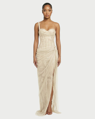 Vestido midi con flecos y escote pronunciado de LIRRA