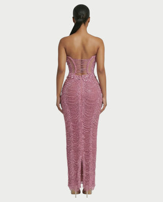 Vestido midi con flecos y escote pronunciado de LIRRA
