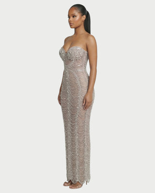 Vestido midi con flecos y escote pronunciado de LIRRA