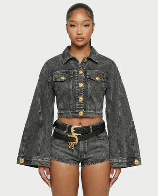 ROANA Washed Denim Jacket & Belted Shorts Set