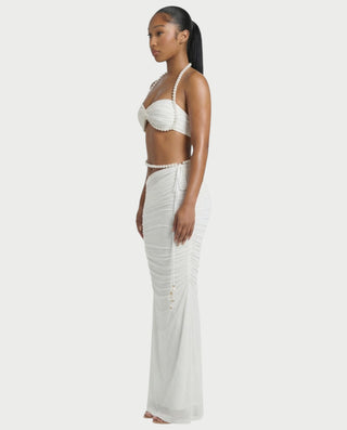 ASELA Pearl Halter Neck Top & Maxi Skirt Set