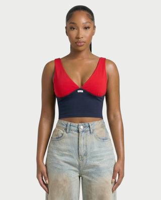 SALIE Deep V-Neck Sleeveless Crop Top