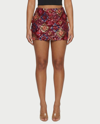 AMERA Sequin Diamond Pattern Mini Skirt