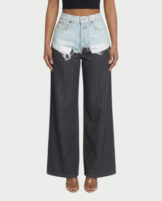 GIAZA Denim & Pinstripe Trouser Pants