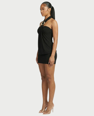Vestido midi con flecos y escote pronunciado de LIRRA